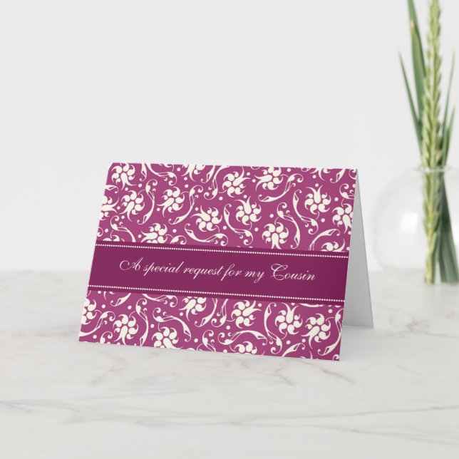 Fuchsia Cousin Matron of Honour Invitation Card (Front)