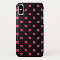 Fuchsia cross stitches on black