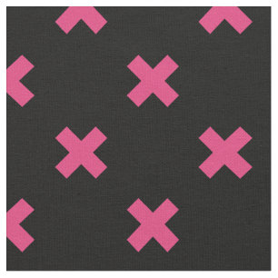 Fuchsia cross stitches on black fabric