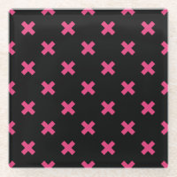Fuchsia cross stitches on black