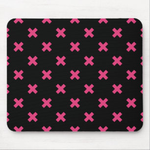 Fuchsia cross stitches on black mouse pad