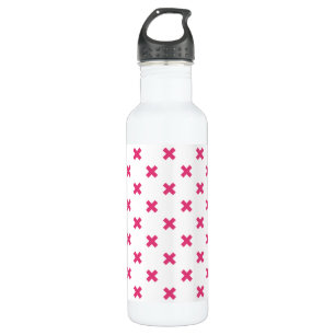 Fuchsia cross stitches on white 710 ml water bottle