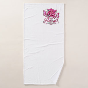 Fuchsia Crystal Rose Luxury Design Bath Towel