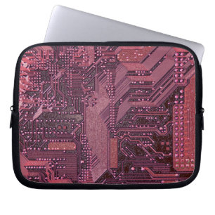 Fuchsia Cyber Circuit Board Tech Art Electronics Laptop Sleeve