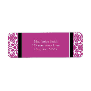 Fuchsia Damask Custom Return Address Labels