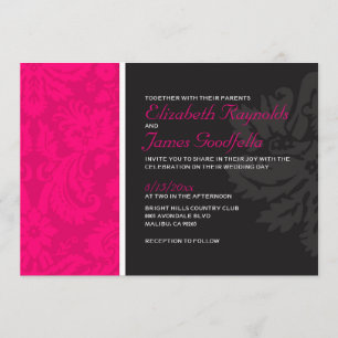 Fuchsia Damask Wedding Invitations