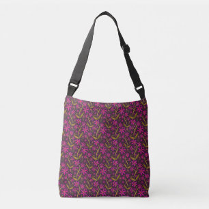 Fuchsia   Dancing Watercolor Daisies Crossbody Bag