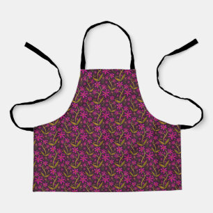 Fuchsia   Dancing Watercolor Daisies Kids Apron