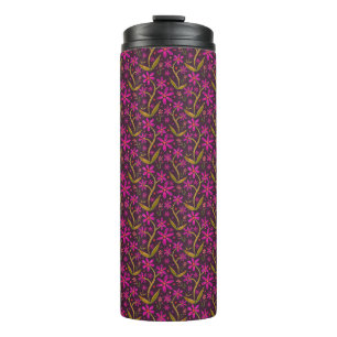 Fuchsia Dancing Watercolor Daisies Tumbler