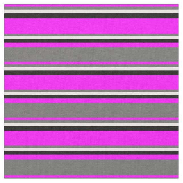 Fuchsia, Dim Grey, Mint Cream, and Black Pattern Fabric (Close Up)