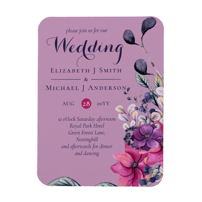 Fuchsia Dreams Co-ordinates Sage and Deep Pink Magnet (Vertical)