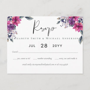 Fuchsia Dreams RSVP Postcard with Menu Options