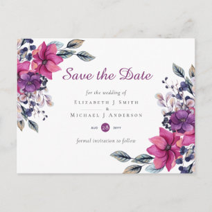 Fuchsia Dreams SAVE THE DATE POSTCARD