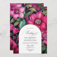 Fuchsia, Emerald Green and Black Floral Wedding