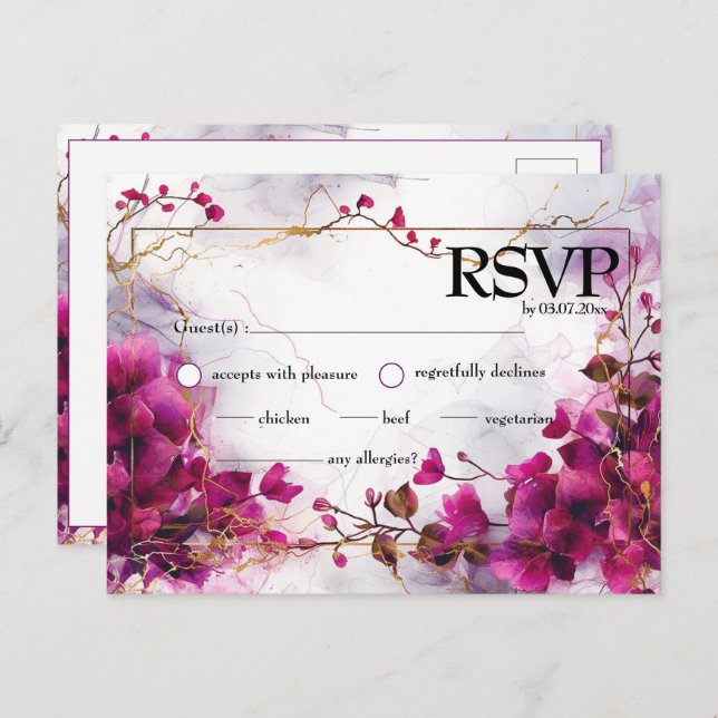  Fuchsia Enchantment: Watercolor  Postcard (Front/Back)