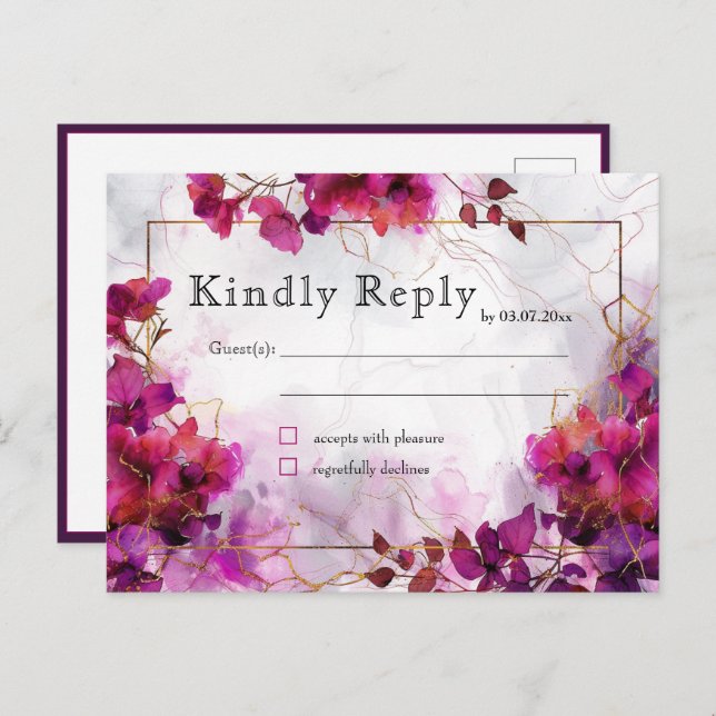  Fuchsia Enchantment: Watercolor  Postcard (Front/Back)