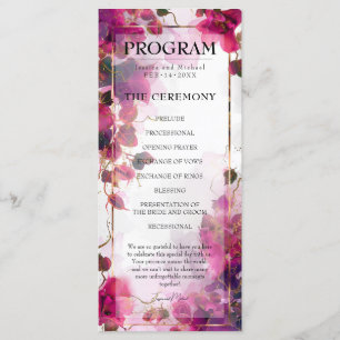 Fuchsia Enchantment: Watercolor wedding program Programme