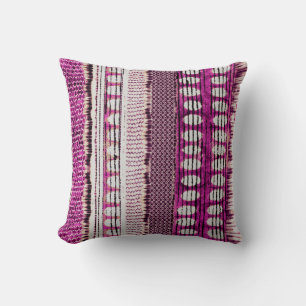 Fuchsia Ethnic Border Abstract Cushion