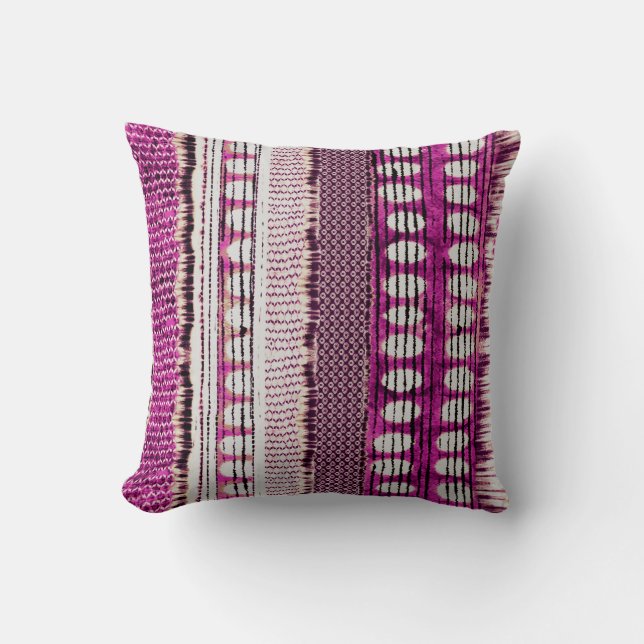 Fuchsia Ethnic Border Abstract Cushion (Front)
