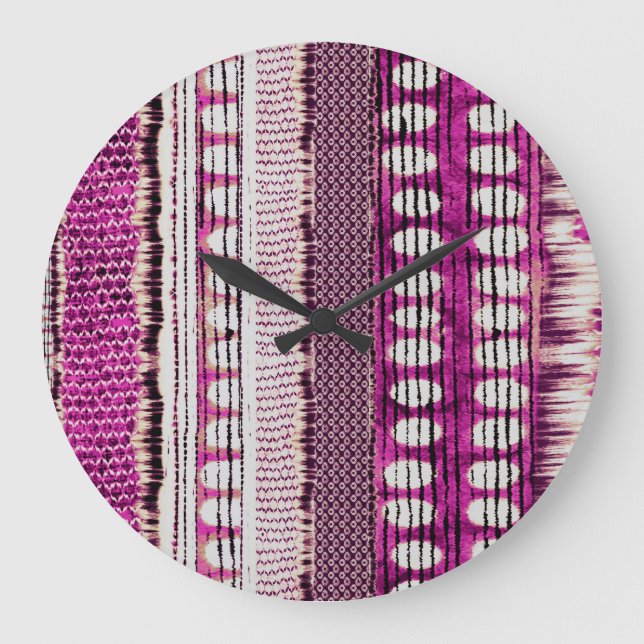 Fuchsia Ethnic Border Abstract Large Clock (Front)