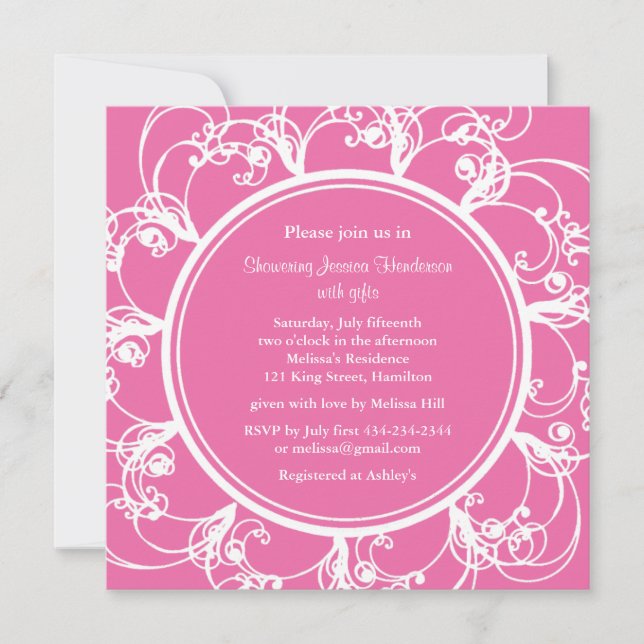 Fuchsia Fancy Floral Bridal Shower Invite (Front)
