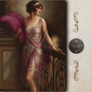 Fuchsia Flapper Glam Decoupage Tissue Paper