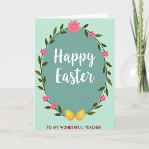 Fuchsia Floral Teacher Easter Card