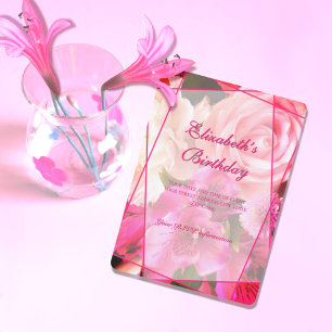 Fuchsia Florals Birthday Invitation Card