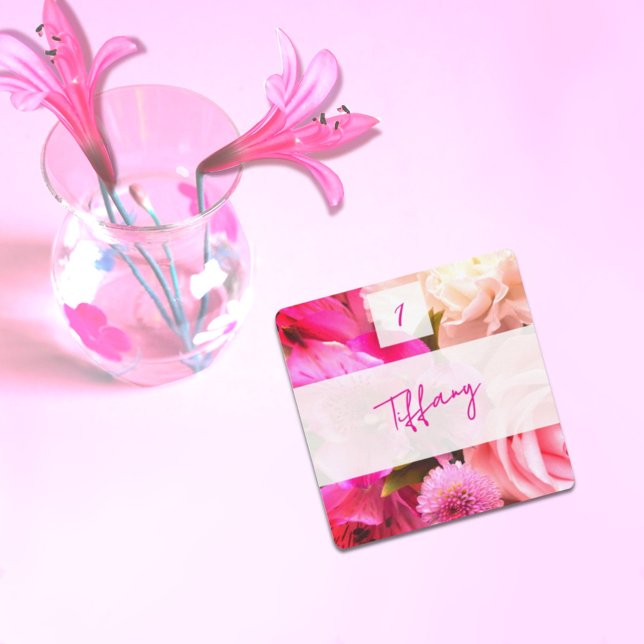 Fuchsia Florals Place Setting Card (Creator Uploaded)