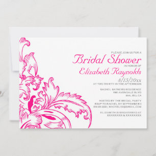 Fuchsia Flourish Bridal Shower Invitations