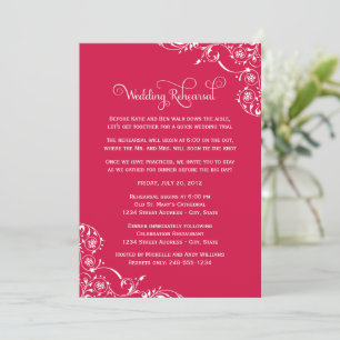 Fuchsia Flourish Wedding Rehearsal Invitation