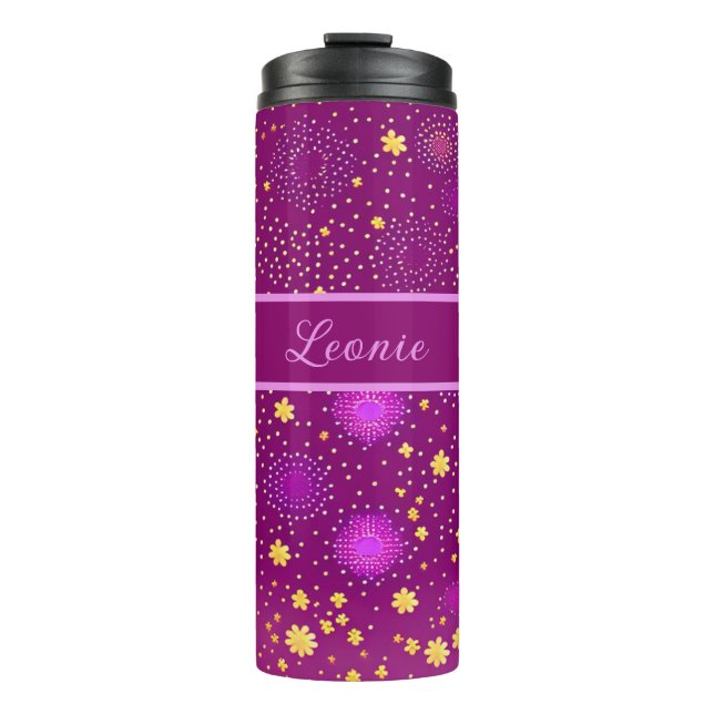 Fuchsia Flower pattern Thermal Tumbler (Front)