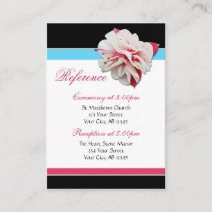 Fuchsia Flower Pink & Aqua Guest Reference Cards