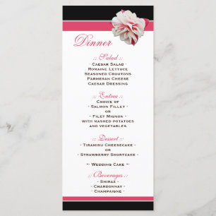 Fuchsia Flower Pink & Black Wedding Reception Menu