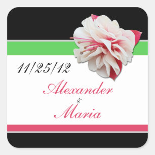 Fuchsia Flower Pink & Green Wedding Stickers