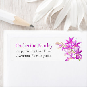 Fuchsia flower pink wedding reply address label