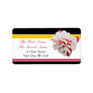 Fuchsia Flower Pink, Yellow & Black Address Labels