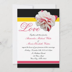 Fuchsia Flower Pink & Yellow Wedding Invitations