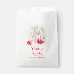 Fuchsia flower red watercolor wedding favour bag