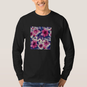 Fuchsia Flower Watercolor Pattern Graphic T-Shirt