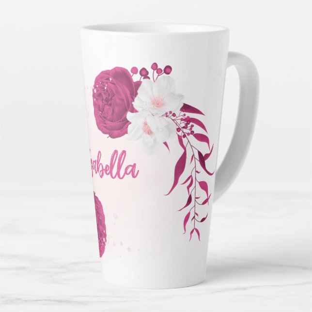 fuchsia flowers botanical  latte mug (Right Angle)