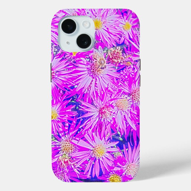 Fuchsia Flowers On Blue Case-Mate iPhone Case (Back)