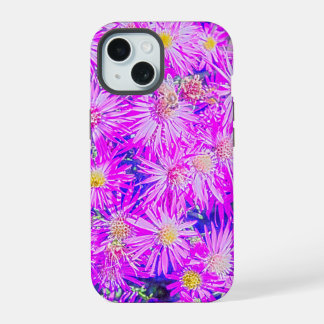 Fuchsia Flowers On Blue iPhone 15 Case