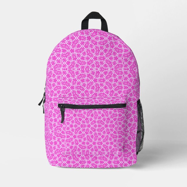 Fuchsia Flowers Printed Backpack (Front)