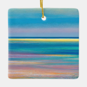 "Fuchsia Fusion" Abstract Seascape Ceramic Ornament