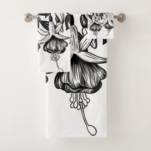 Fuchsia garden bath towel set (Insitu)