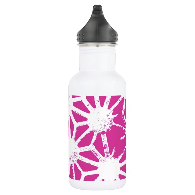 Fuchsia geometric pattern 532 ml water bottle (Right)