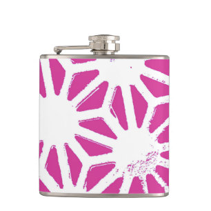 Fuchsia geometric pattern hip flask