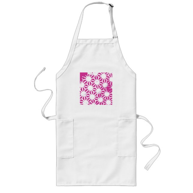 Fuchsia geometric pattern long apron (Front)