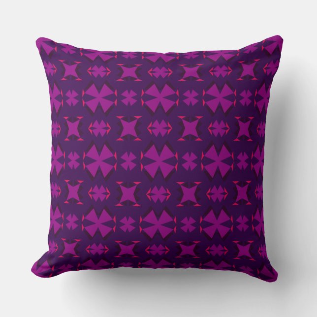 Fuchsia Geotech: A Vibrant Abstract Geometric Text Cushion (Front)